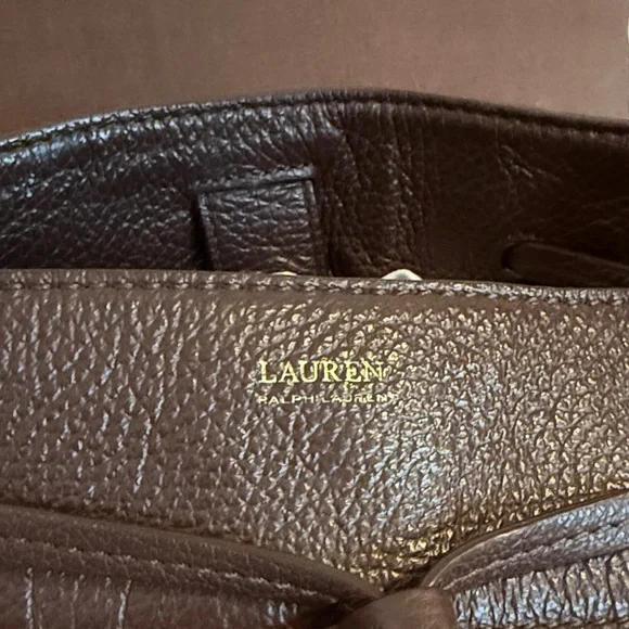 Ralph Lauren - Western Chic Brown Fringe Leather Bucket Bag - Picture 3 of 9